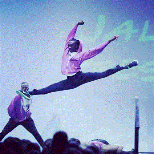 Hip Hop Dancer Flying thru Air 